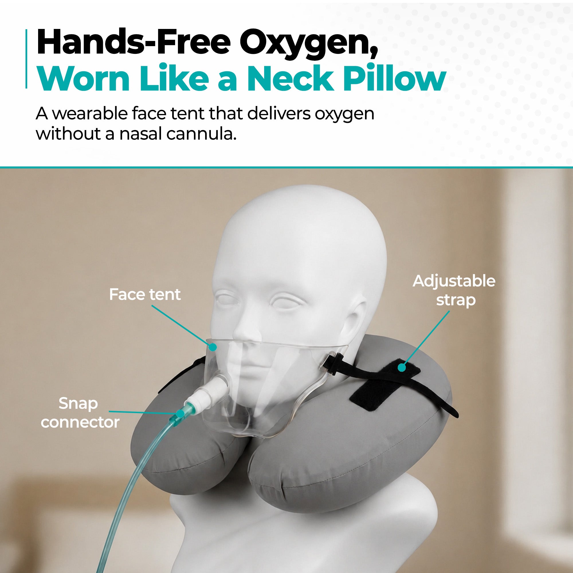 Oxyllow Universal | Travel Neck Pillow with Oxygen Attachment | Take a break from your Nasal Cannula