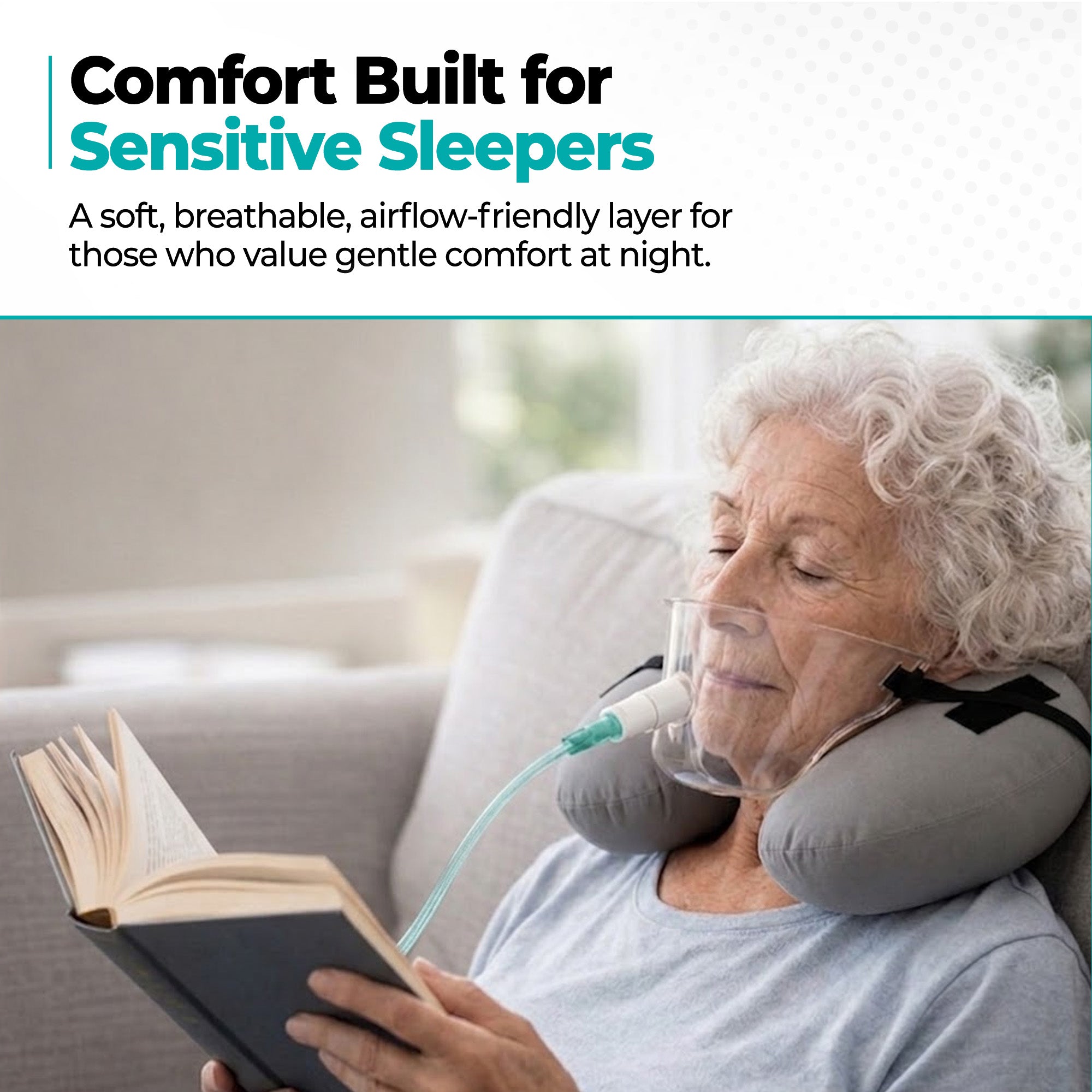 Oxyllow Universal | Travel Neck Pillow with Oxygen Attachment | Take a break from your Nasal Cannula