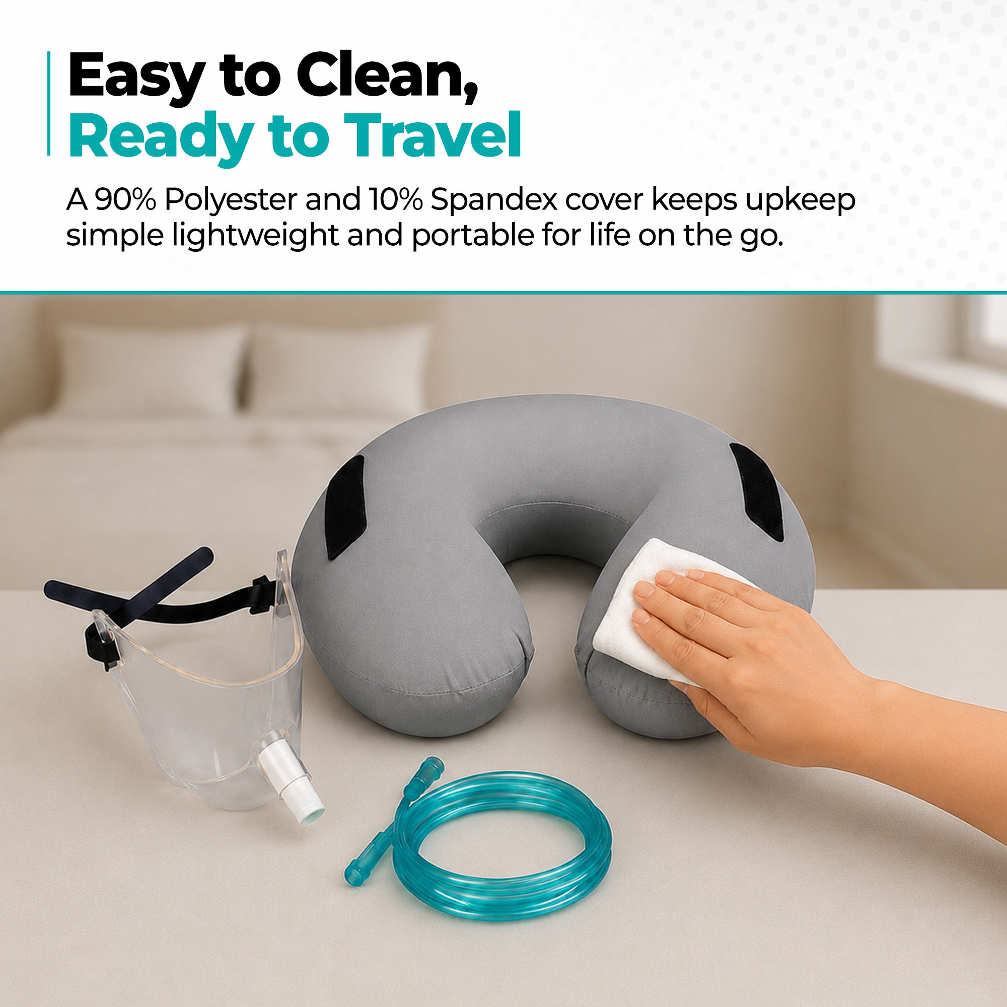 Oxyllow Universal | Travel Neck Pillow with Oxygen Attachment | Take a break from your Nasal Cannula